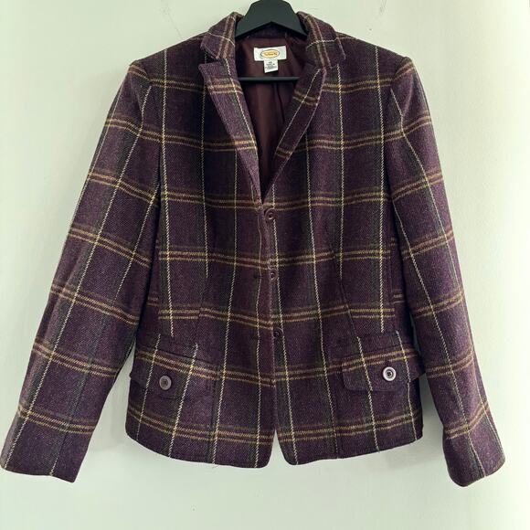 Vintage Talbots Plaid Wool Coat Made in USA Size 10 - Picture 4 of 5